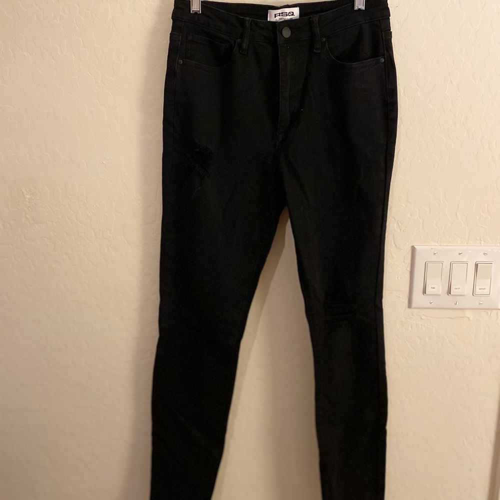 RSQ TILLYS SUPER HIGH RISE BLACK RIPPED JEGGINGS